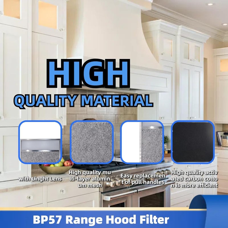 QKWL فلتر شفاط BP57 مع عدسة ضوء 11-3/8 × 11-3/4 إنش 1-Pack فلتر هواء دهون الألمنيوم لشفاط المطبخ Broan-NuTone 43000 - Image 4